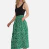 Grobund lang grønblomstret nederdel med a-form. gots-certificeret, økologisk bomuld